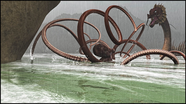 Обои картинки фото 3д, графика, fantasy, фантазия, between, a, rock, and, sharp, place