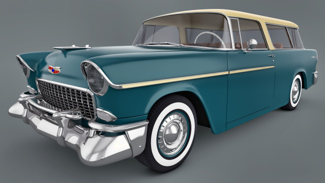 Обои картинки фото автомобили, 3д, nomad, air, bel, 1955, chevrolet