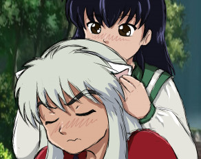 Картинка аниме inuyasha парень арт инуяша полу-демон кагоме