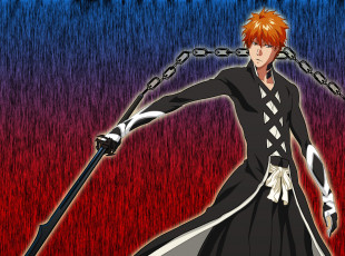 Картинка аниме bleach меч парень ичиго куросаки блич арт