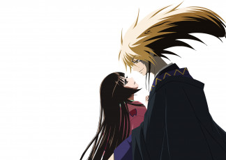 обоя аниме, nurarihyon no mago, пара, девушка, парень, арт