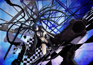 Картинка аниме black+rock+shooter black rock shooter kuroi mato оружие mk nyunyu арт девушка цепи
