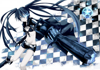 Картинка аниме black+rock+shooter оружие девушка арт nagomi no ame kuroi mato black rock shooter