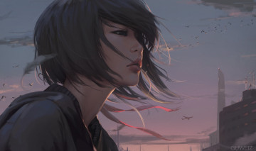 Картинка фэнтези девушки азиатка город девушка арт