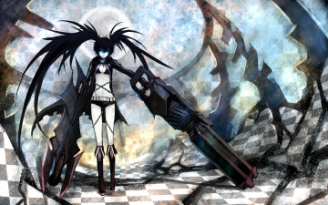 Картинка аниме black+rock+shooter black rock shooter kuroi mato kbk1234 арт девушка оружие