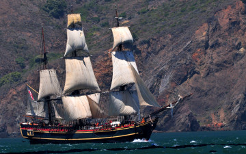 Картинка hms+bounty корабли парусники паруса снасти мачты