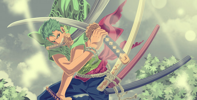 Обои картинки фото аниме, one piece, оружие, парень, большой, куш, мечи, арт