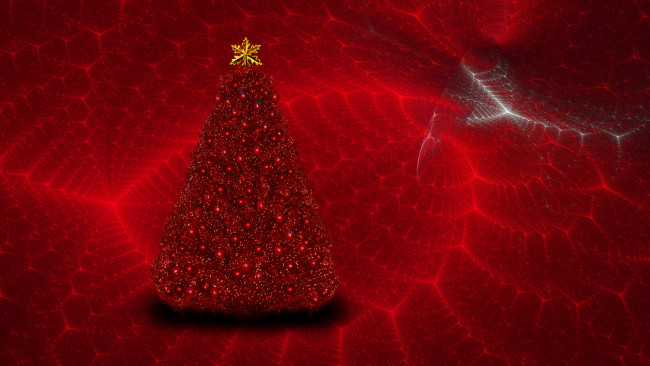 Обои картинки фото праздничные, векторная графика , новый год, кпасный, украшение, елка