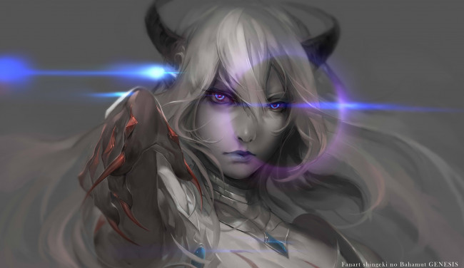 Обои картинки фото аниме, shingeki no bahamut, девушка, amira, арт, dreamworm, когти, взгляд, shingeki, no, bahamut