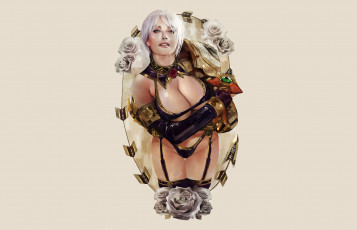 Картинка рисованное комиксы девушка фон взгляд униформа роза