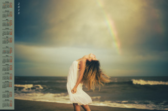 Картинка календари девушки водоем 2018 радуга