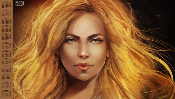 Картинка календари рисованные +векторная+графика 2018 женщина лицо взгляд