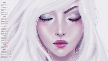 Картинка календари рисованные +векторная+графика 2018 девушка лицо