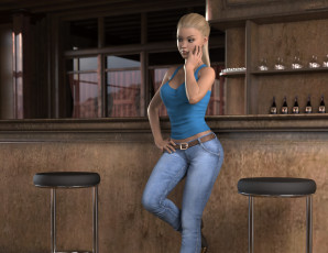 Картинка 3д+графика люди+ people девушка взгляд фон