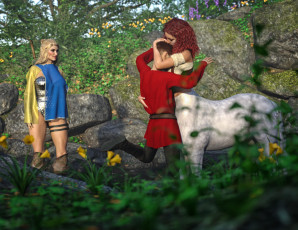 Картинка 3д+графика существа+ creatures девушки взгляд фон