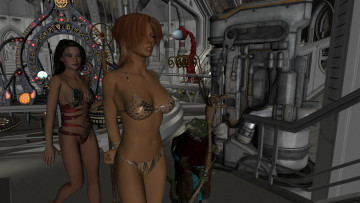 обоя 3д графика, фантазия , fantasy, взгляд, девушка, фон