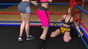 Картинка 3д+графика спорт+ sport фон девушки взгляд бокс ринг