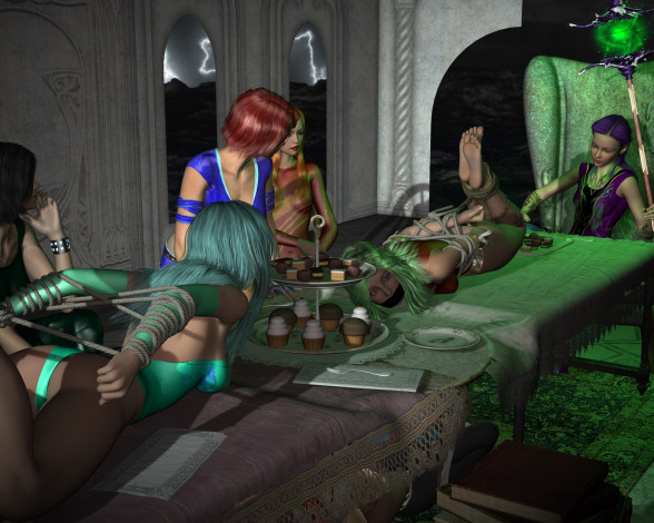 Обои картинки фото 3д графика, фантазия , fantasy, фон, девушки, взгляд