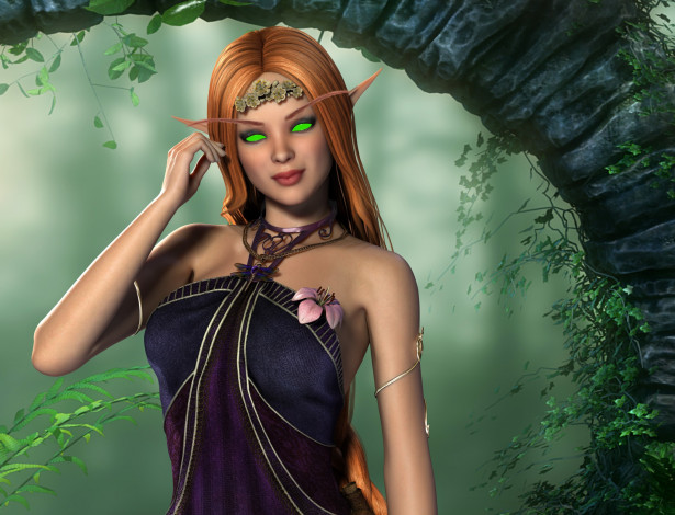 Обои картинки фото 3д графика, эльфы , elves, взгляд, фон, эльфийка