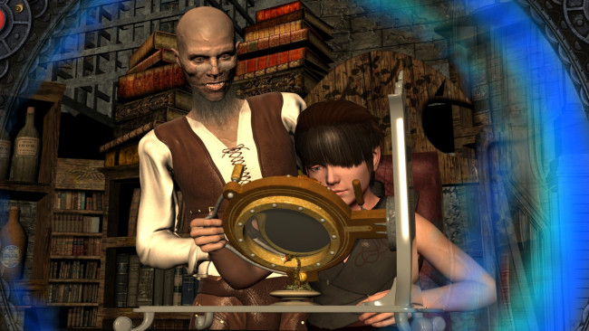 Обои картинки фото 3д графика, фантазия , fantasy, мужчина, фон, взгляд