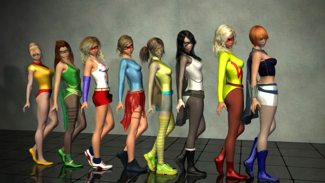 Обои картинки фото 3д графика, люди , people, девушки, взгляд, фон