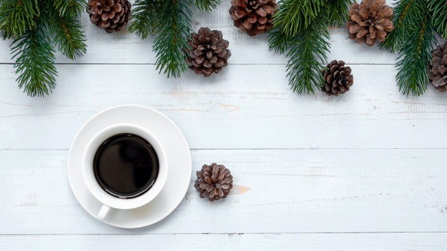 Обои картинки фото еда, кофе,  кофейные зёрна, ветки, шишки