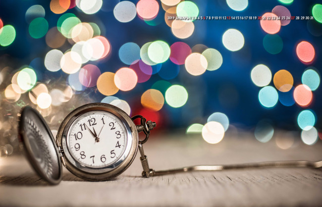 Обои картинки фото календари, праздники,  салюты, часы, боке