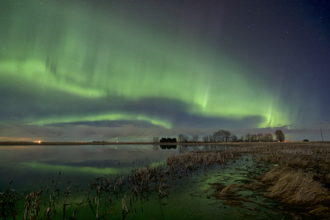 Обои картинки фото природа, северное сияние, простор