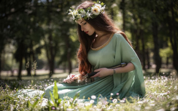 Картинка девушки -+рыжеволосые+и+разноцветные венок