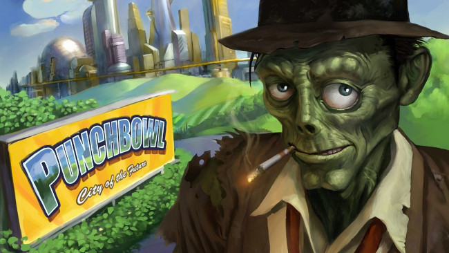 Обои картинки фото stubbs the zombie,  rebel without a pulse, видео игры, stubbs the zombie in rebel without a pulse, зомби, город, сигарета, шляпа