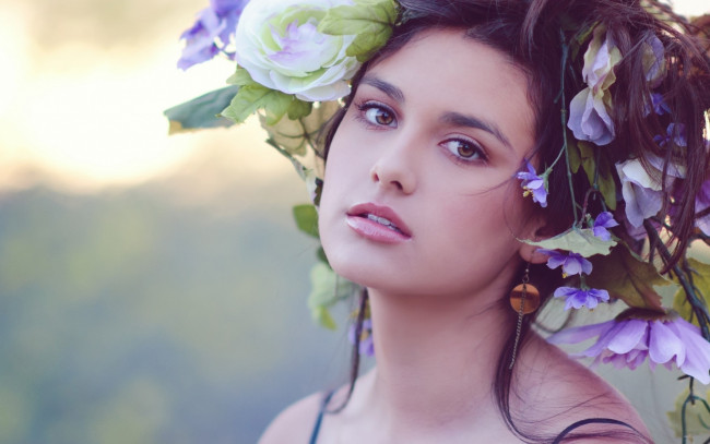 Обои картинки фото девушки, - лица,  портреты, венок