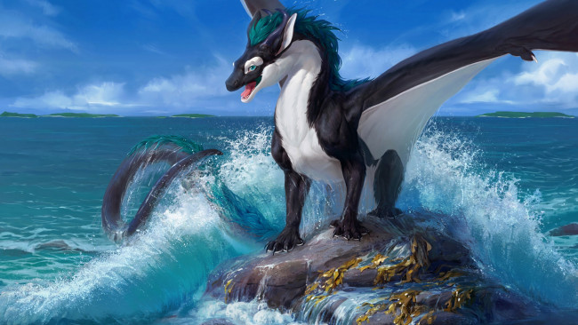 Обои картинки фото фэнтези, существа, существо, монстр, океан, море, вода, крылья, мутант