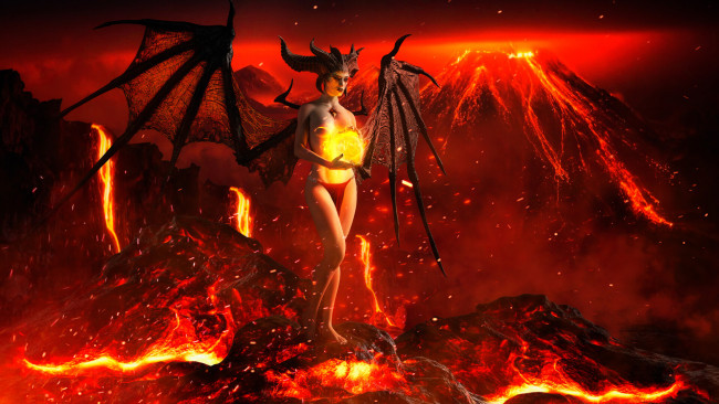 Обои картинки фото 3д графика, фантазия , fantasy, демонесса