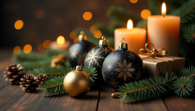 Обои картинки фото праздничные, новогодние свечи, новогодняя