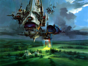 Картинка фэнтези космические корабли звездолеты станции