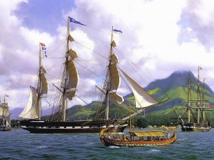 Картинка mark myers the eclipse off anjer 25 april 1832 корабли рисованные