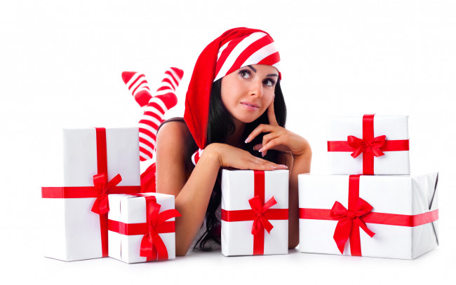 Обои картинки фото -Unsort Снегурочки, девушки, unsort, снегурочки, подарки