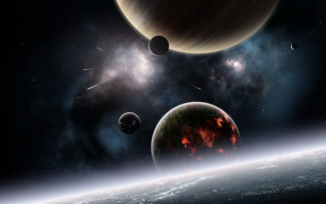 Обои картинки фото космос, арт, планеты, звёзды, вселенная, фон