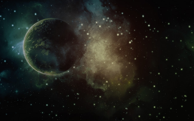 Обои картинки фото космос, арт, звезды, планета