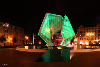 Картинка города фонтаны вечер огни фонтан город