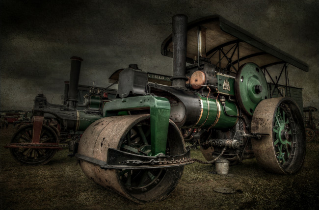 Обои картинки фото техника, катки, поле, трактор