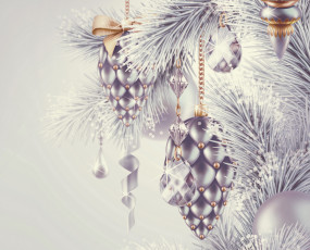 Картинка праздничные векторная+графика+ новый+год ветка мишура год новый праздник игрушки ель ретро