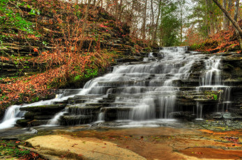 Картинка природа водопады лес водопад река