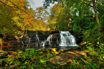 Картинка природа водопады водопад река лес