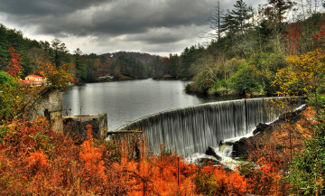 Картинка природа водопады водопад река лес
