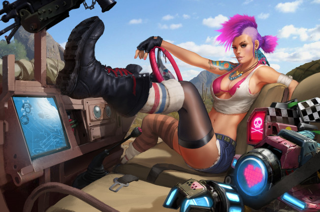 Обои картинки фото видео игры, shadows of war, gemini, ирокез, девушка, punk, shards, of, war, сапоги