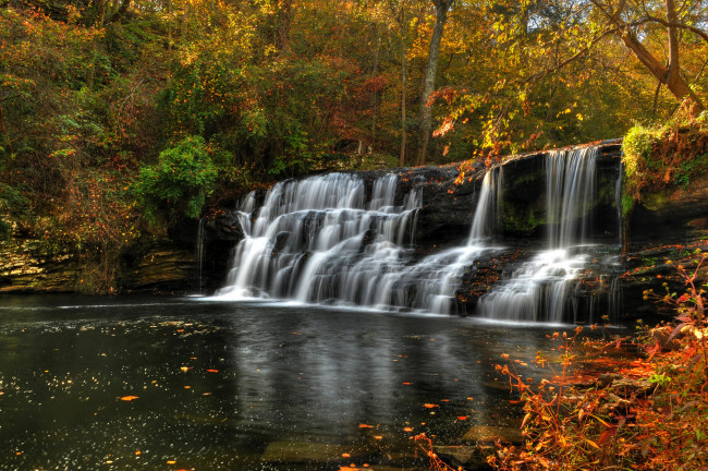 Обои картинки фото природа, водопады, лес, водопад, река