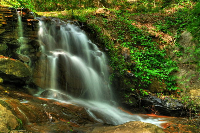 Обои картинки фото природа, водопады, река, водопад, лес