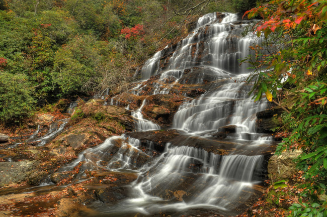 Обои картинки фото природа, водопады, водопад, лес, река