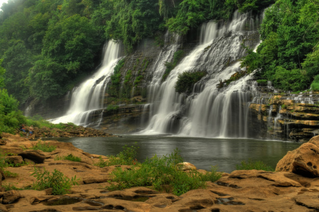 Обои картинки фото природа, водопады, водопад, река, лес